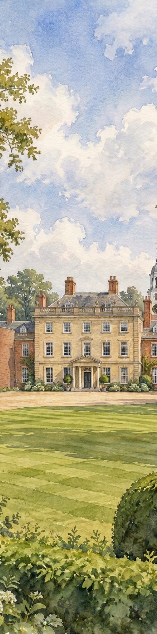 Watercolour of Park Place, the Hampshire country house hosting the retreat